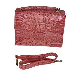 Brahmin Hallie Satchel Handbag Coral Pink Punch Melbourne Genuine Leather LKNC